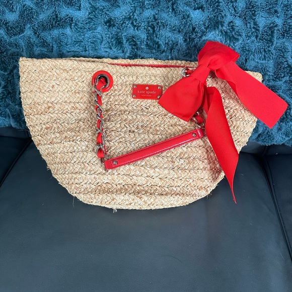 Kate Spade Point Breeze Coal Straw Tote Bag - Picture 2 of 6